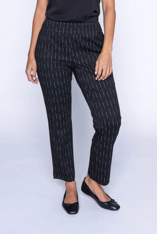 Penelope Pull On Stripe Pant (Black)