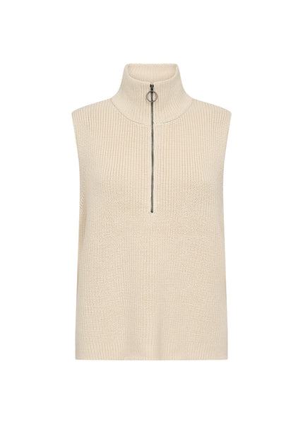 Julia Knit 3/4 Zip Vest (Sand)