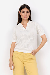 Denefa Cotton Knit Top (Off White)