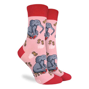 Elephant Putting on Shoes Good Luck Socks