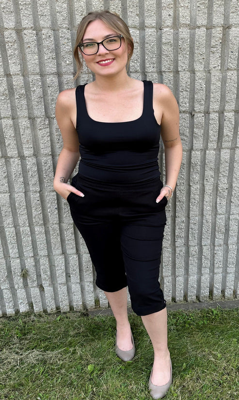 Serena Button Detail Capri (Black) - 25% OFF AT CHECKOUT - FINAL SALE