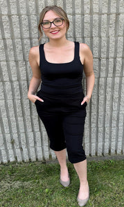 Serena Button Detail Capri (Black) - 25% OFF AT CHECKOUT - FINAL SALE