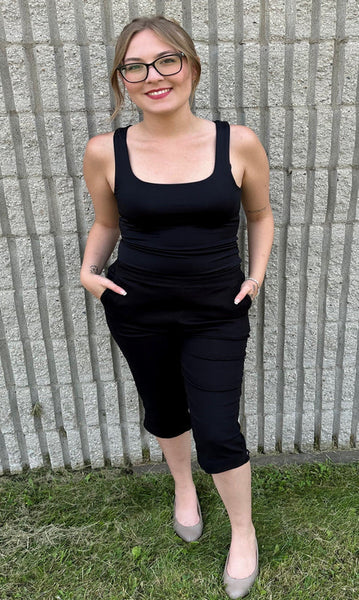 Serena Button Detail Capri (Black) - 25% OFF AT CHECKOUT - FINAL SALE