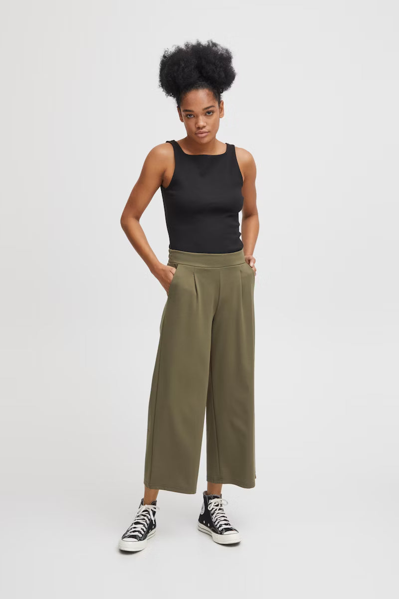 Kate Signature Wide Crop Pant (Olive)