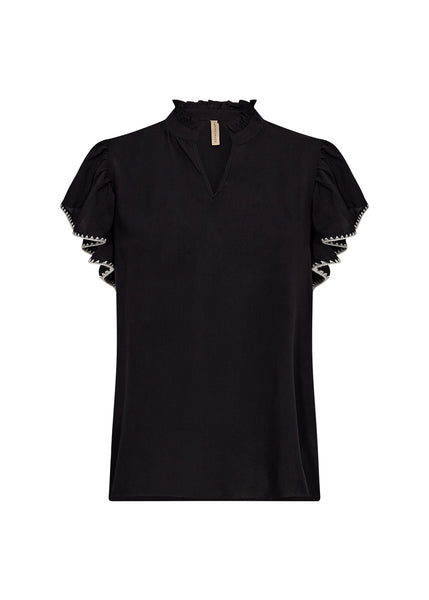 Radia Ruffle Sleeve Blouse (Black)