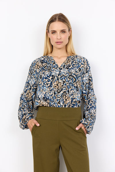 Vava Button Down Blouse (Estate Blue Mix)