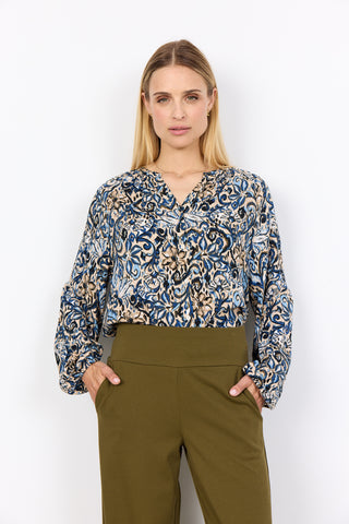 Vava Button Down Blouse (Estate Blue Mix)