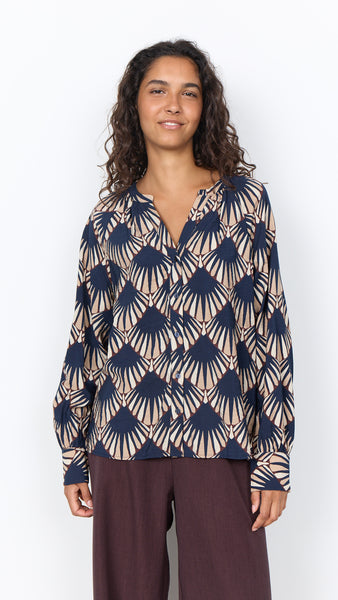 Hailin Printed Top (Navy Combi)