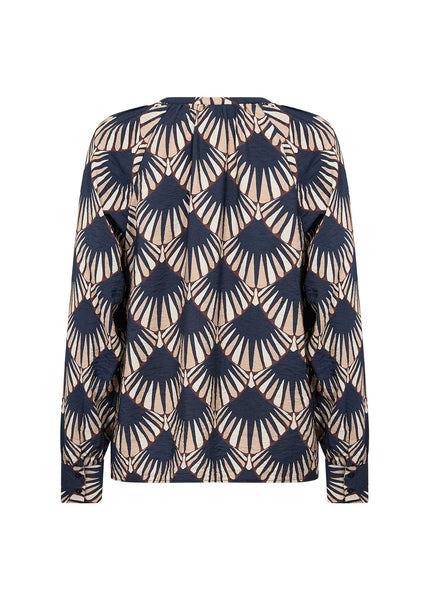 Hailin Printed Top (Navy Combi)