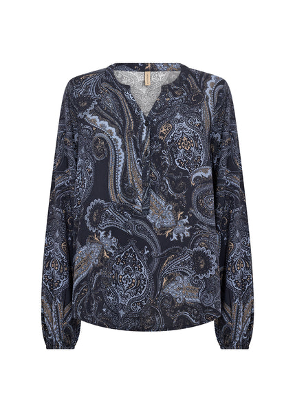 Halna Printed Blouse (Navy Print)