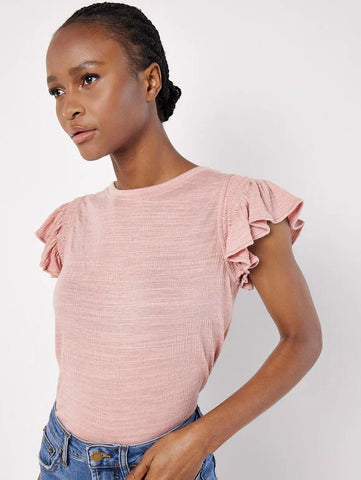 Cassie Ruffle Slub Top