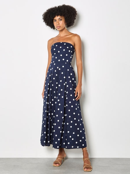 Nora Palazzo Jumpsuit (Navy Polka Dot)