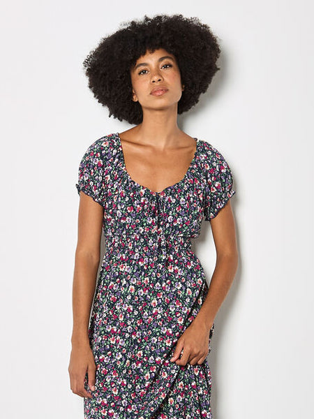 Lorna Midi Floral Dress (Purple)