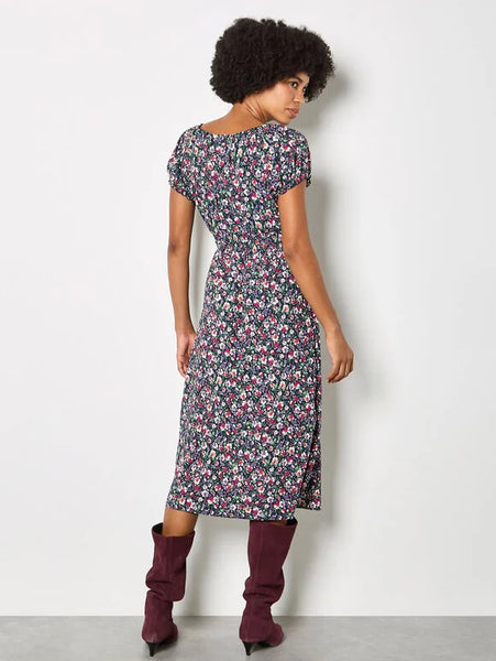 Lorna Midi Floral Dress (Purple)