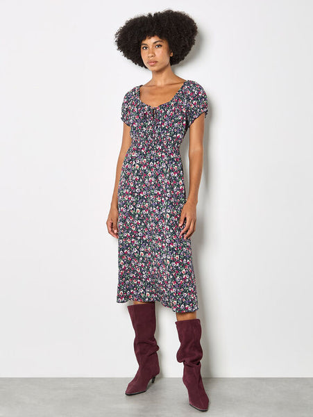 Lorna Midi Floral Dress (Purple)