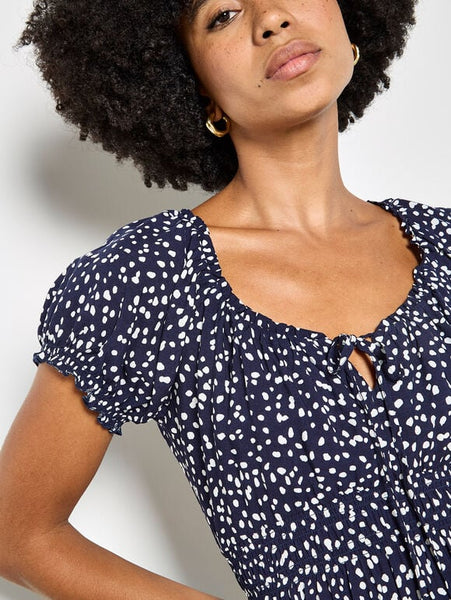 Mira Spotted Dress (Navy)