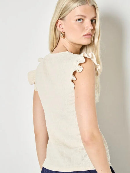 Marley Textured Ruffle Top (Stone)