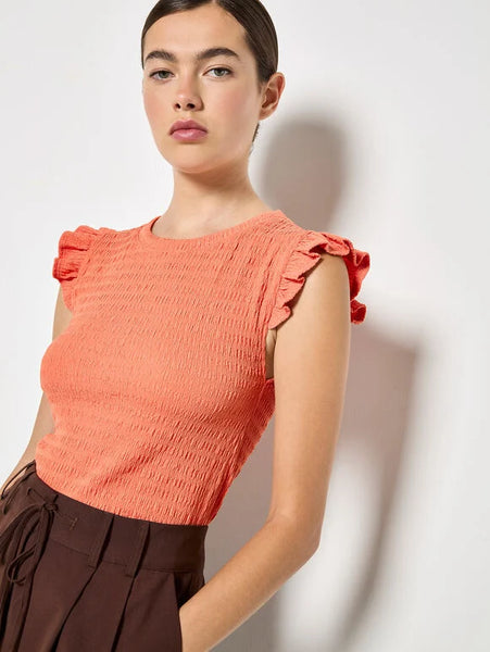 Marley Textured Ruffle Top (Coral)