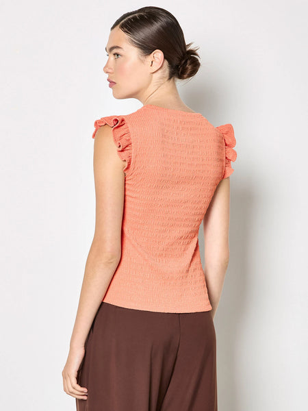Marley Textured Ruffle Top (Coral)