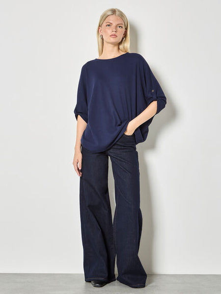 Monroe Waffle Knit Top (Navy)