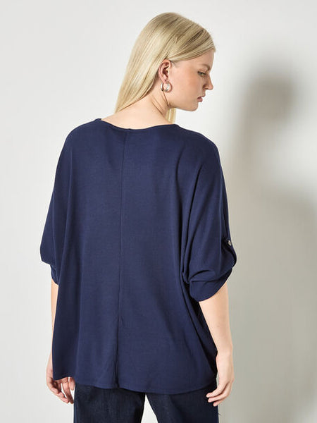 Monroe Waffle Knit Top (Navy)