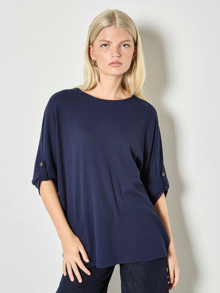 Monroe Waffle Knit Top (Navy)