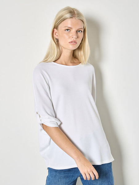 Monroe Waffle Knit Top (White)