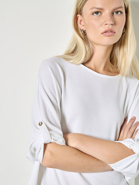 Monroe Waffle Knit Top (White)