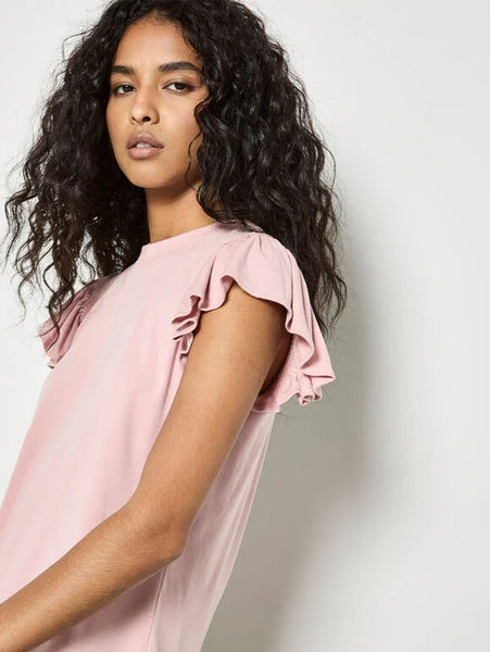 Alicia Ruffle Jersey Top (Pink)