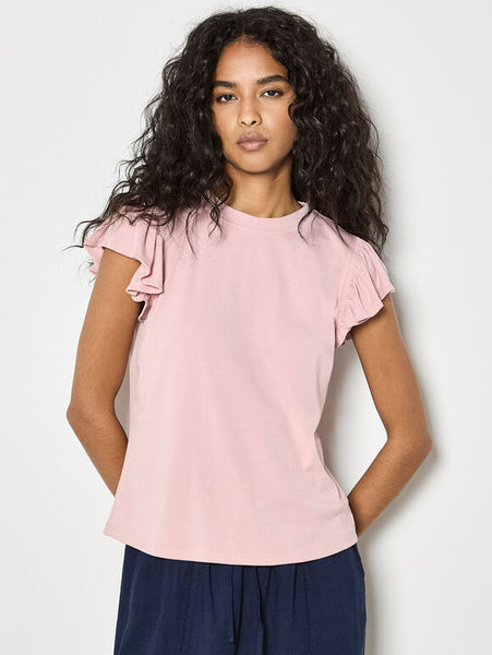 Alicia Ruffle Jersey Top (Pink)