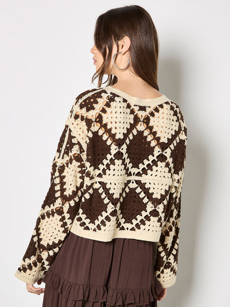Kira Crochet Diamond Top (Brown)