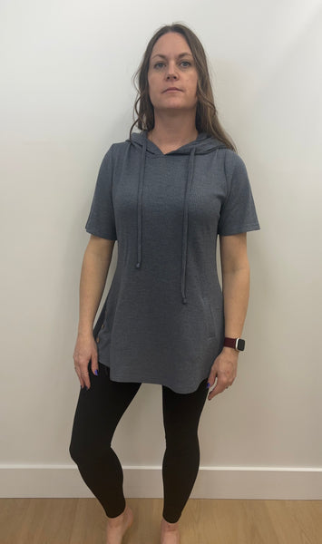 Maggie Waffle Tunic Hoodie (Denim)