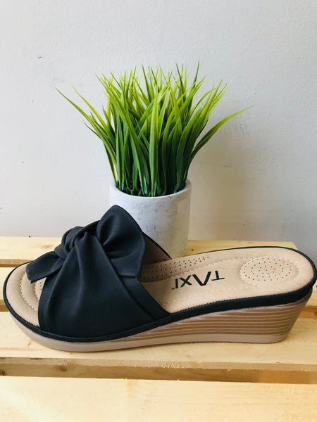 Janice Wedge Sandal (Black) - 40% OFF AT CHECKOUT - FINAL SALE