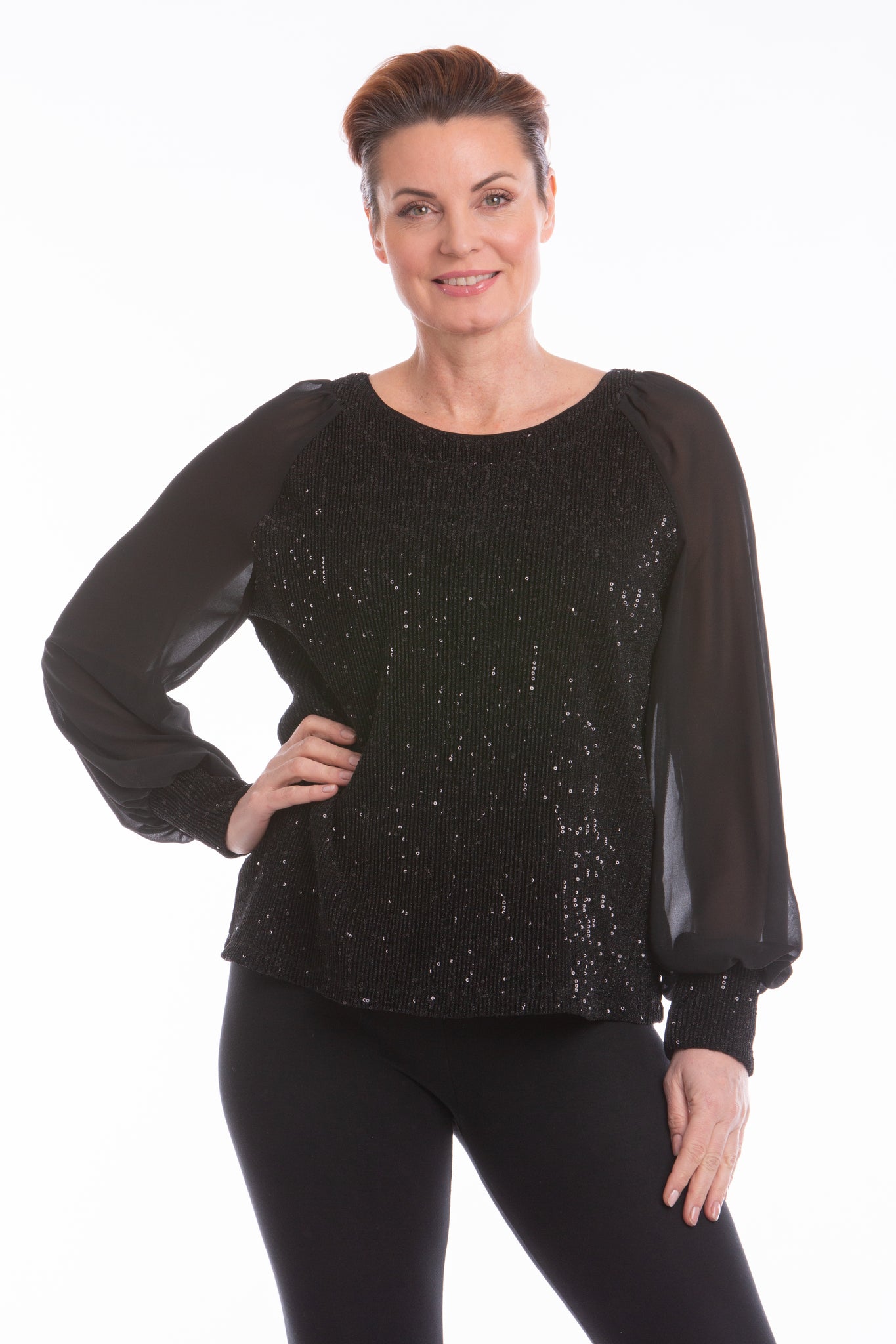 Alise Sparkle Top (Black)