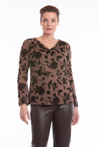 Heather Floral Mesh Top (Taupe)