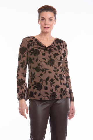Heather Floral Mesh Top (Taupe)