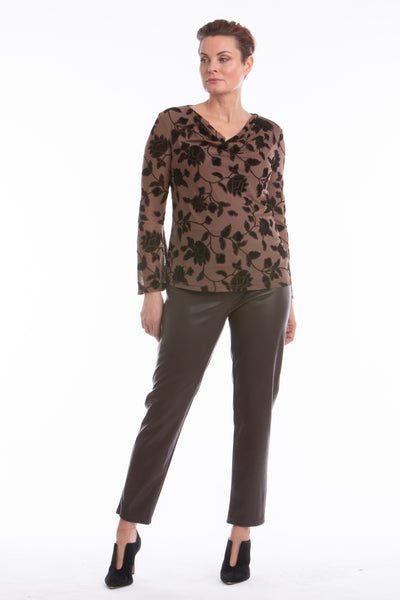 Heather Floral Mesh Top (Taupe)