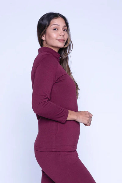 Villa Zip Up Sweater (Burgundy)