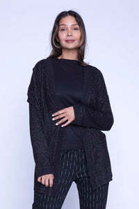 Louise Brushed Open Cardigan (Black)