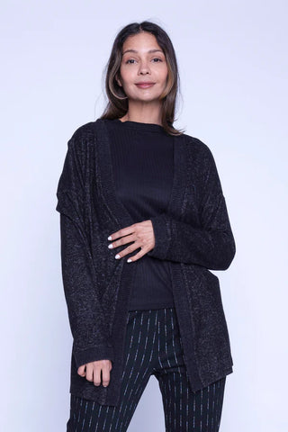 Louise Brushed Open Cardigan (Black)