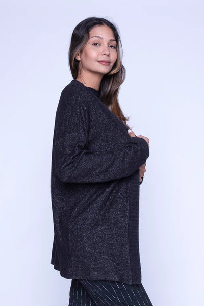 Louise Brushed Open Cardigan (Black)