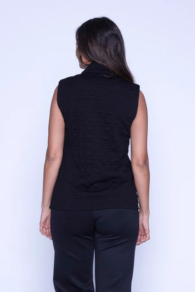 Melina Quilted Fitted Zip Up Vest (Black)