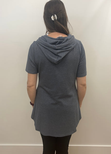 Maggie Waffle Tunic Hoodie (Denim)