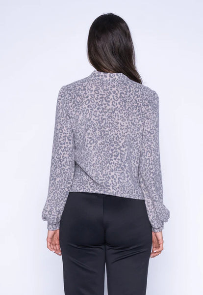 Aurrie Mock Neck Top (Animal Print)