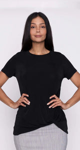 Monica Twist Front Slinky Top (Black)