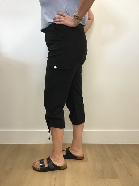 Maisie Cargo Jogger Capri (Black)