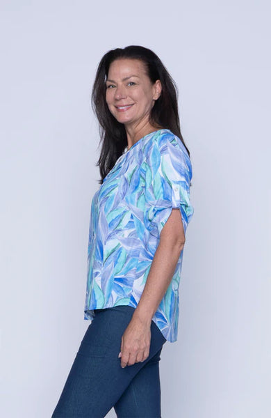 Kendall Patterned Blouse (Blue Multi)