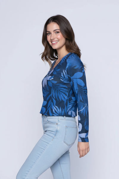 Mona Printed Knit Top (Navy)
