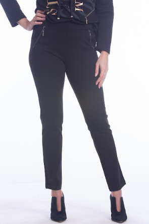 Hannah Zipper Accent Pull On Pant (Black)
