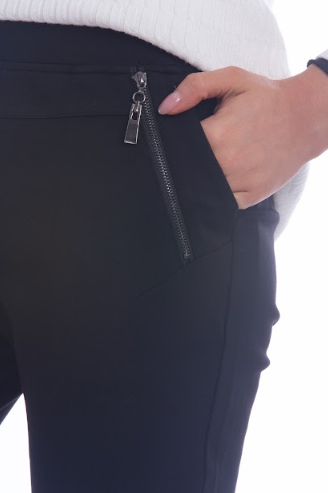 Hannah Zipper Accent Pull On Pant (Black)